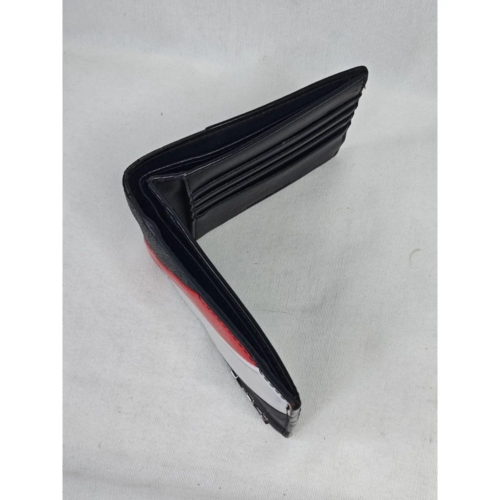 Michael‎ Kors MK Cooper Logo Stripe Billfold Wallet Black Red White 36F3GFLF1B